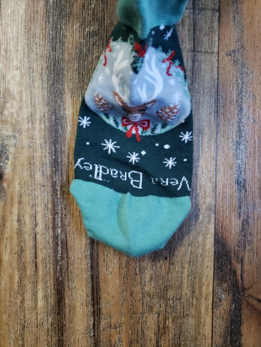 Vera Bradley Womens Holiday Reindeer Crew Socks - Green